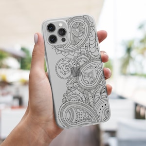 Pasley Ornament iPhone Case, Elegant Transparent Mandala Flower Samsung Cover, Aesthetic Xiaomi Skin, Pro Plus Ultra Lite Mini Max Note 54