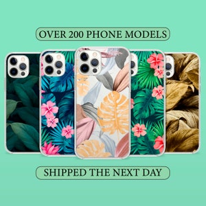 Tropical Leaves Phone Case, Jungle Rainforest Aesthetic Minimal Fun Cover for iPhone 14 13 15 16 Pro Max Samsung S23 S24 A13 A03 Xiaomi 81