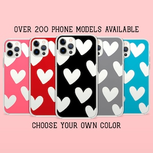 Big Heart Phone Case, Hand Drawn Black Pink Red Love Minimalistic Cover for iPhone 14 13 15 16 Pro Max Samsung S23 S24 A13 A03 Xiaomi 67