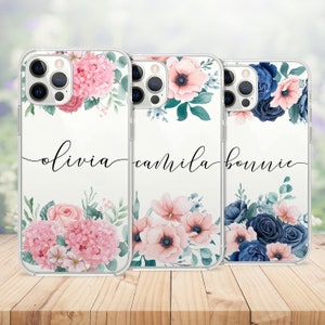 Personalised Name Roses iPhone Case, Fancy Flowers Samsung Cover, Aesthetic Froral Initial Xiaomi Skin, Pro Plus Ultra Lite Mini Max Note 49