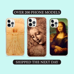 Leonardo da Vinci Oil Painting Phone Case, Renaissance Watercolor Cover for iPhone 14 13 15 16 Pro Max Samsung S23 S24 A13 A03 Xiaomi 98