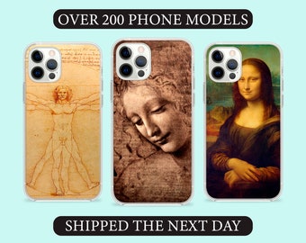 Leonardo da Vinci Oil Painting Phone Case, Renaissance Watercolor Cover for iPhone 14 13 15 16 Pro Max Samsung S23 S24 A13 A03 Xiaomi 98