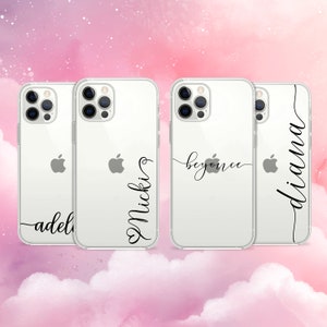 Personalised Calligraphy Name Phone Case, Custom Hand Written Initial Cover for iPhone 14 13 15 16 Pro Max Samsung S23 S24 A13 A03 Xiaomi 43