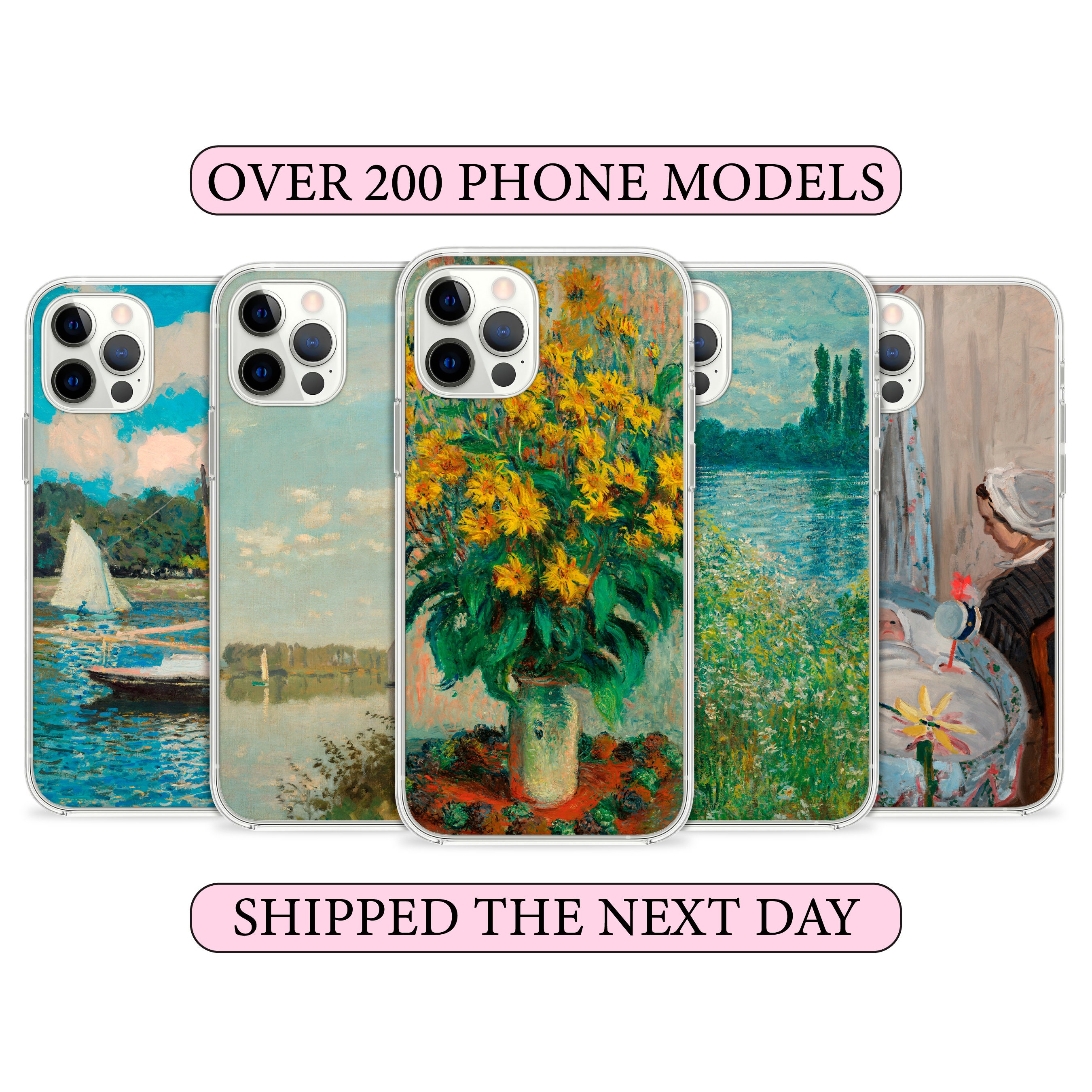 Claude Monet Art Phone Case, French Impressionism Watercolor Artwork Cover for iPhone 14 13 15 16 Pro Max Samsung S23 S24 A13 A03 Xiaomi 92