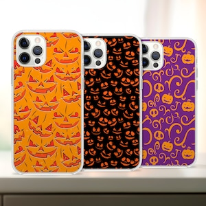 Scary Halloween Pumpkin Phone Case, Spooky Trippy Terrifying Black Cover for iPhone 14 13 15 16 Pro Max Samsung S23 S24 A13 A03 Xiaomi 154