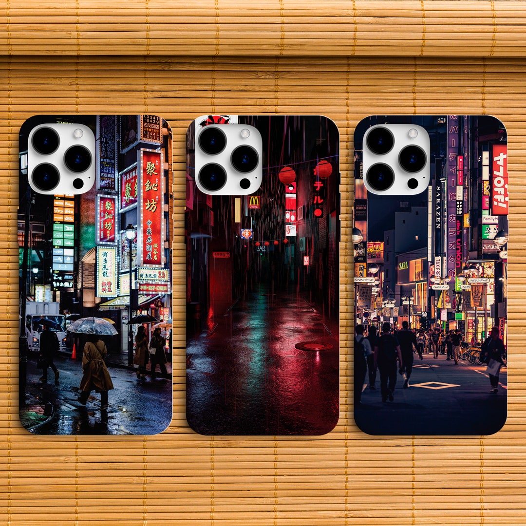Japanese Street Night Lights iPhone Case, Japan Urban Neon Signs