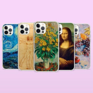 Famous Painter Phone Case, Leonardo da Vinci Vincent van Gogh Monet Cover for iPhone 14 13 15 16 Pro Max Samsung S23 S24 A13 A03 Xiaomi 99