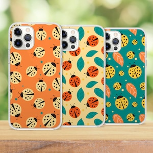 Lady Bug Phone Case, Cute Fun Aesthetic Orange Green Peach Pink Bug Cover for iPhone 14 13 15 16 Pro Max Samsung S23 S24 A13 A03 Xiaomi 115