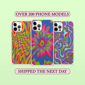 Trippy Colorful Phone Case, Psychedelic Trip Distorted Crazy Colors Cover for iPhone 14 13 15 16 Pro Max Samsung S23 S24 A13 A03 Xiaomi 86