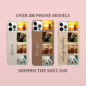 Custom Photo Collage Phone Case, Personalised Name Initials Picture Cover for iPhone 14 13 15 16 Pro Max Samsung S23 S24 A13 A03 Xiaomi 68