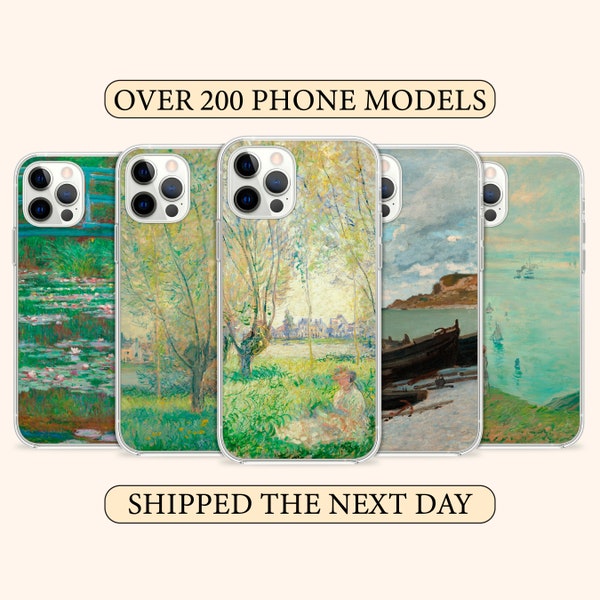 Claude Monet originele kunst telefoonhoesje, Franse schilder olieverfschilderij cover voor iPhone 14 13 12 SE Pro Max Samsung S23 S22 A13 A03 Xiaomi 93