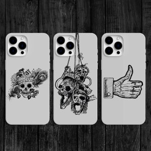 Scary Skull Phone Case, Skeleton Halloween Alternative Punk Grunge Cover for iPhone 14 13 15 16 Pro Max Samsung S23 S24 A13 A03 Xiaomi 39