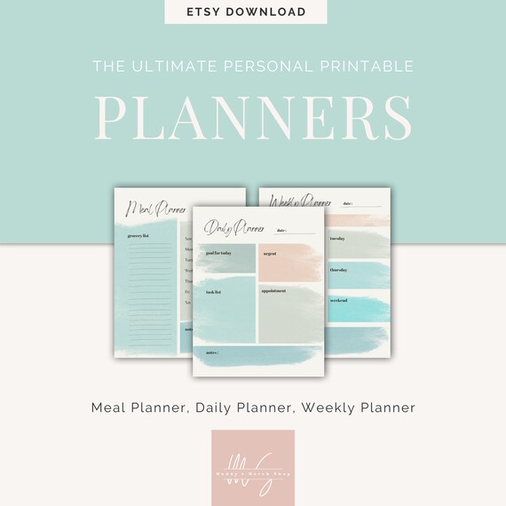Planner Printables Daily Weekly Meal - Etsy