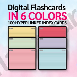 6 Farb Karteikarten - 100 Digitale Karteikarten mit Hyperlink - Farben Karteikarten