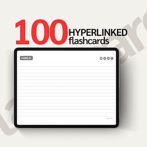 100 Digital Flashcards Hyperlinked - Minimal Index Cards - 3 Layouts - Digital Download