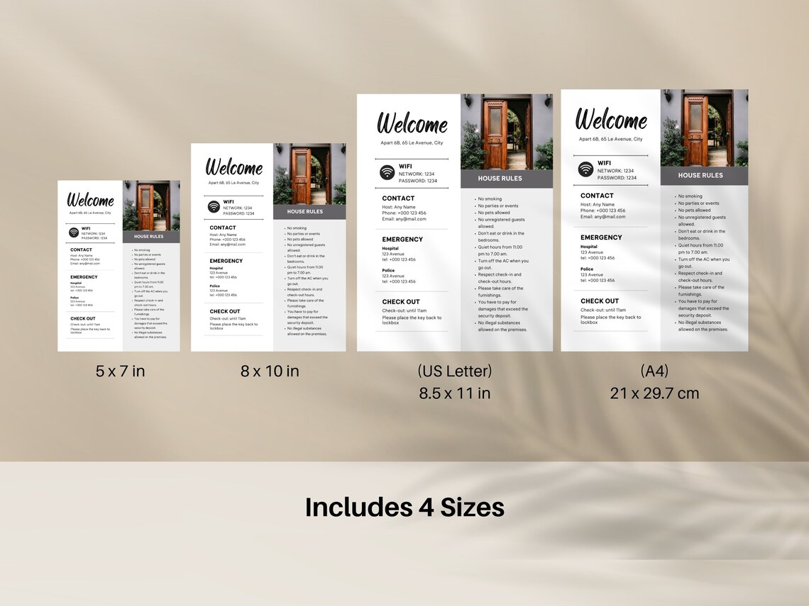 Customizable Airbnb Welcome Guide: Beige House Rules Template (canva ...