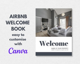 Airbnb Welcome Guide Canva Template: VRBO House Manual (Digital Download)