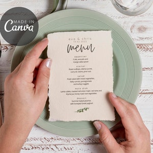 Minimal Wedding Menu template, Modern Wedding Menu Canva Template, Simple Menu Template Instant Download, Printable Wedding Menu