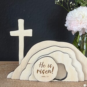 Auferstehungsszene Leeres Grab aus Holz He is risen Der Herr ist auferstanden Bild 5