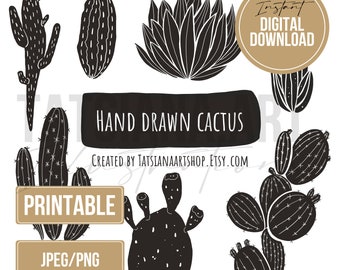 Cactus Clipart • Succulent PNG Bundle • Digital Download • Commercial Use • Botanical Clipart Set