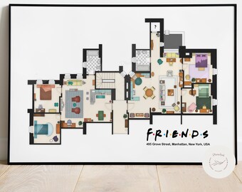 Friends appartement Floor Plan T-shirt femme Friends appartement Floor Plan T-shirt femme