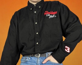 Vintage Dale Earnhardt The Intimidator Racing Shirt Winner's Circle Nascar bordado estampado gráfico algodón botón hasta Retro Grunge 90s