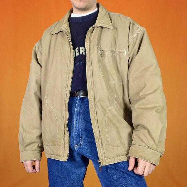 Vintage Trucker Bomber Jacket Quilted Zip Up Workwear Utility Streetwear Outdoors Coat Grunge 90s Y2K