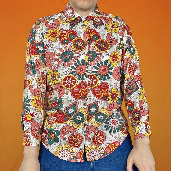 Vintage St Michael Floral Pattern Shirt Funky Ret… - image 4