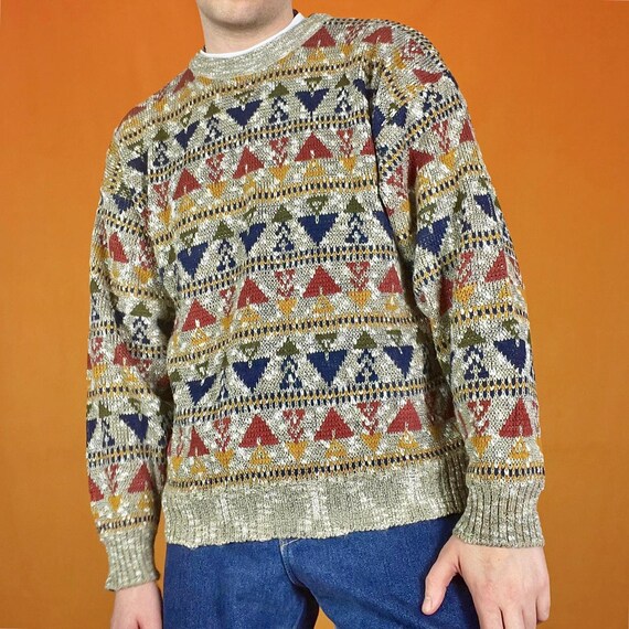Vintage Aztec Pattern Knitted Sweater Funky Retro… - image 4