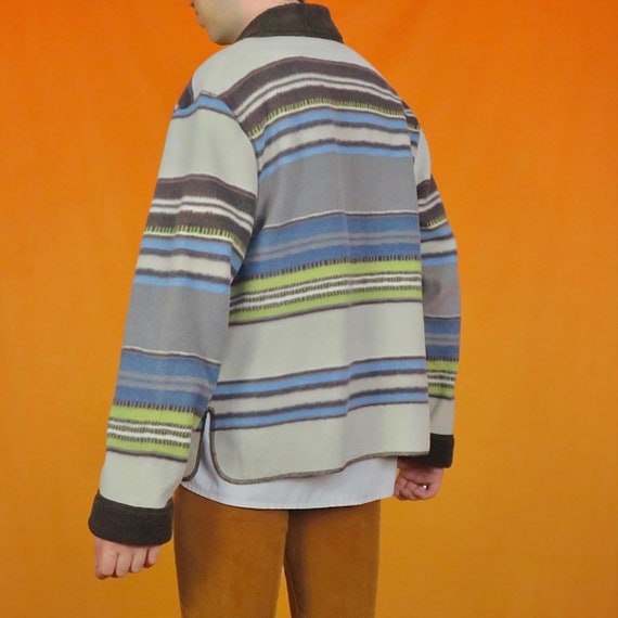 Vintage Striped Fleece Shirt Shacket Funky Retro … - image 3