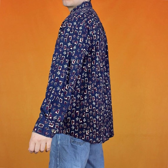 Vintage Funky Pattern Cotton Shirt Retro Abstract… - image 3