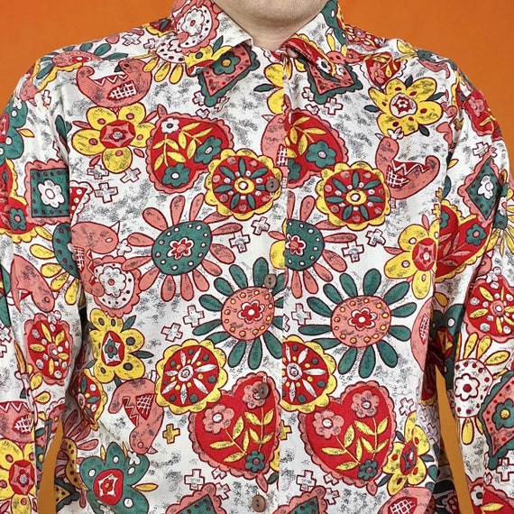 Vintage St Michael Floral Pattern Shirt Funky Ret… - image 2
