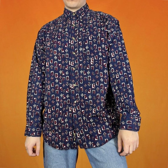 Vintage Funky Pattern Cotton Shirt Retro Abstract… - image 4