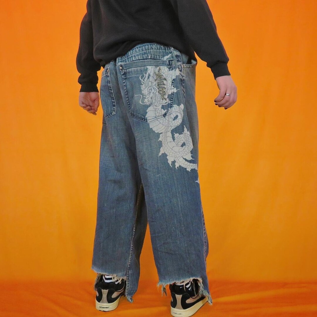 Vintage JNCO Dragon Jeans Baggy Wide Leg Skater Hip Hop Etsy