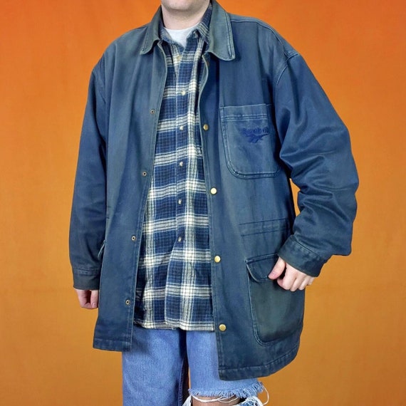 Vintage Reebok Workwear Chore Jacket Faded Cotton Embroidered Logo