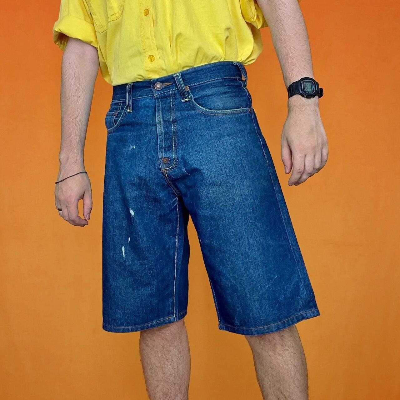 EVISU baggy denim shorts jorts 迷彩 Rare Vintage Evisu Denim Jean Shorts Jorts Piet Mondrian Art