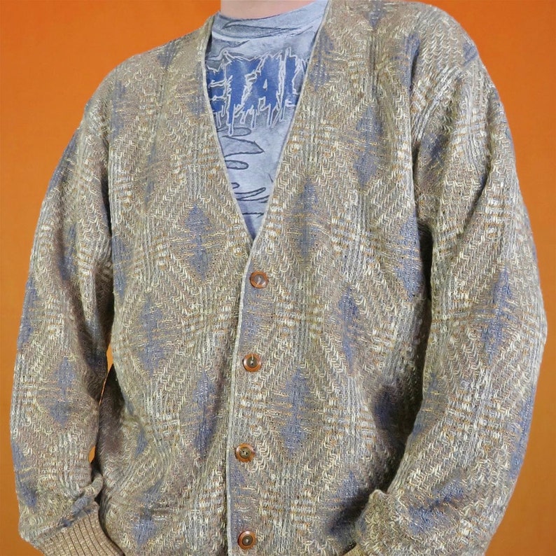 Cardigan En Coton Pour Homme Style Rétro - Rayures, Boutonnage Devant, Coupe Classique Années 60