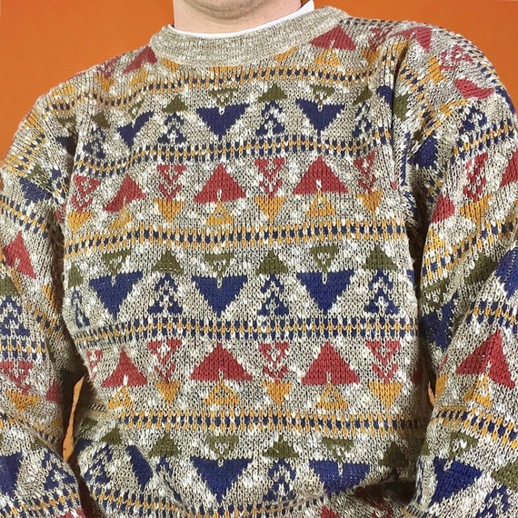 Vintage Aztec Pattern Knitted Sweater Funky Retro… - image 2