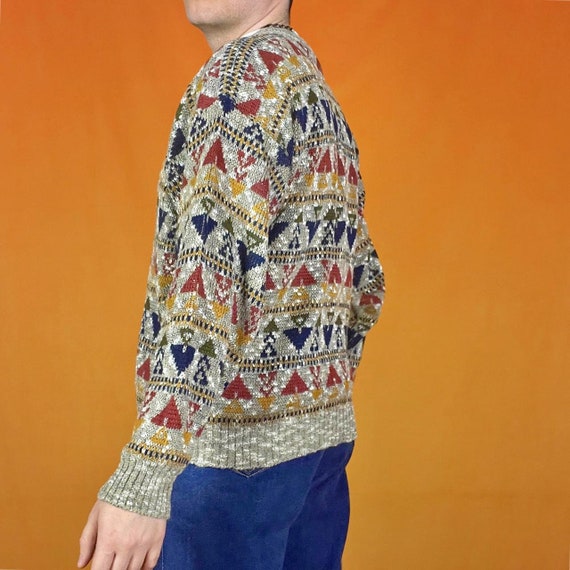 Vintage Aztec Pattern Knitted Sweater Funky Retro… - image 3