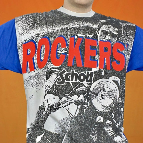 Vintage Schott Rockers Biker T-Shirt Motorcycle R… - image 2