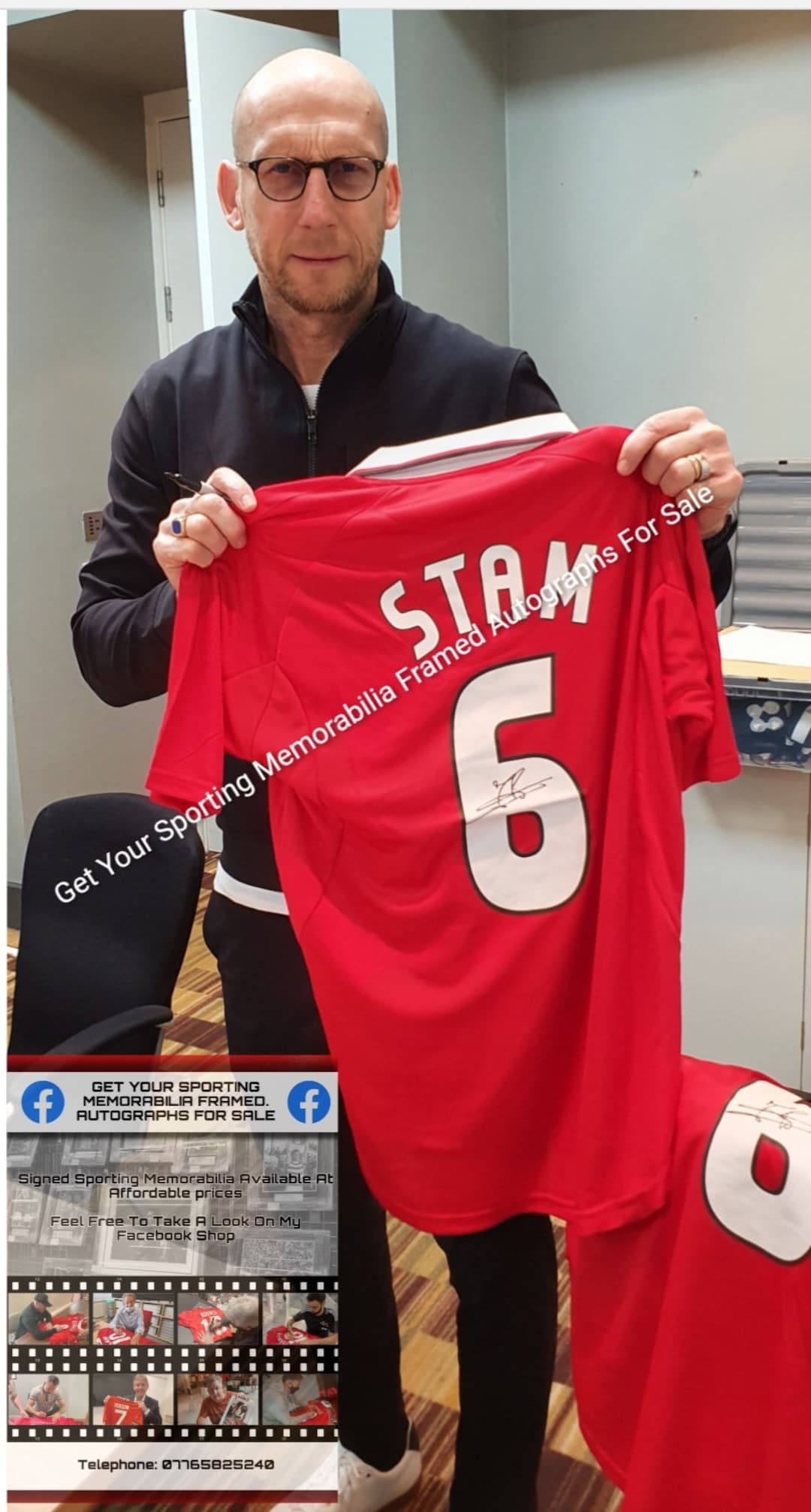 Jaap Stam Signed 1999 Champions League Final Shirt.25th