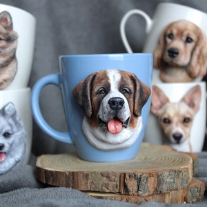 Custom Saint Bernard Mug Polymer Clay Dog Mug 3d Dog Portrait St. Bernard Gift Custom Pet Sculpture Pet Loss Gift Dog Mom Gift image 4