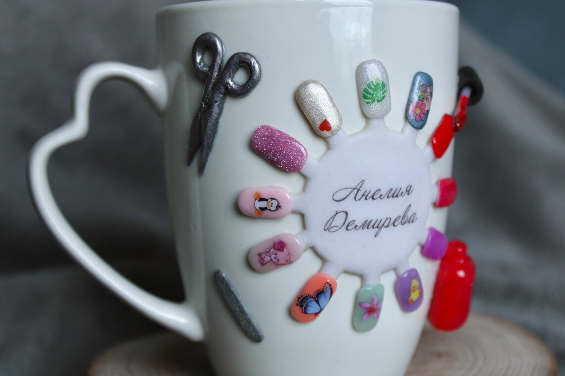 Custom Nail Artist Mug Nail Artist Gift Handmade Polymer Etsy