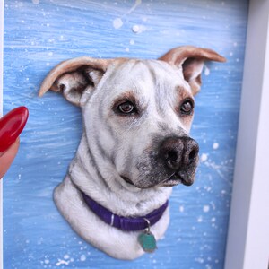 Portrait d'animal de compagnie personnalisé chien en pâte polymère fait main portrait de chien 3d cadeau de maman de chien sculpture d'animal de compagnie personnalisée cadeau de perte d'animal de compagnie cadre de chien personnalisé image 2