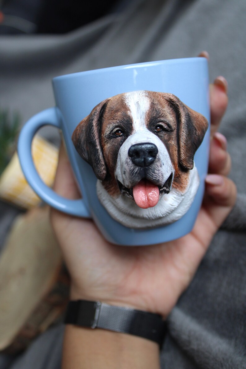 Custom Saint Bernard Mug Polymer Clay Dog Mug 3d Dog Portrait St. Bernard Gift Custom Pet Sculpture Pet Loss Gift Dog Mom Gift image 6