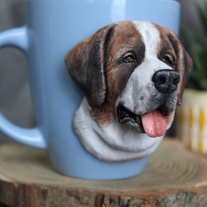 Custom Saint Bernard Mug Polymer Clay Dog Mug 3d Dog Portrait St. Bernard Gift Custom Pet Sculpture Pet Loss Gift Dog Mom Gift image 7
