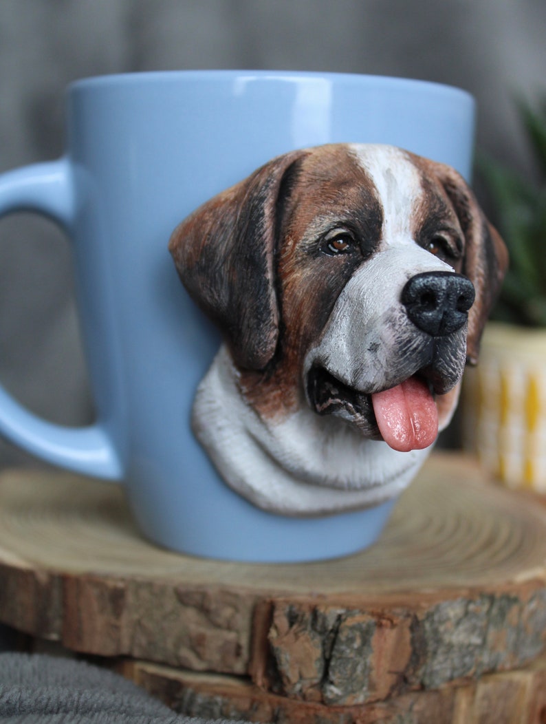 Custom Saint Bernard Mug Polymer Clay Dog Mug 3d Dog Portrait St. Bernard Gift Custom Pet Sculpture Pet Loss Gift Dog Mom Gift image 7