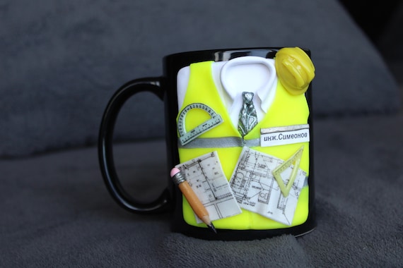 Mug - Ingénieur - Céramique - Blanc - Cylindrique - Compatible Lave- Vaisselle - Maison