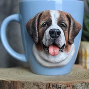 Custom Saint Bernard Mug Polymer Clay Dog Mug 3d Dog Portrait St. Bernard Gift Custom Pet Sculpture Pet Loss Gift Dog Mom Gift image 2