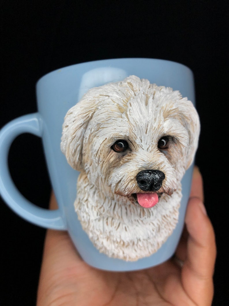 3d Custom Pet Mug Handmade Polymer Clay Dog Mug Retrato de perro Escultura personalizada de mascota Regalo para la pérdida de mascotas Cocker Spaniel Gift Dog Mom Gift imagen 9